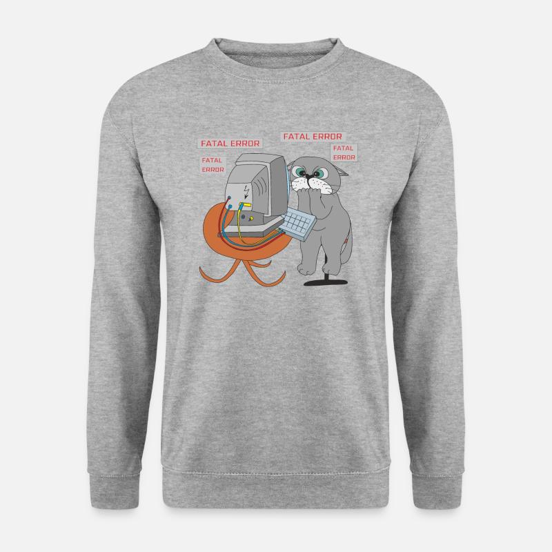 Geek-Katze - Unisex Pullover - Weißgrau meliert