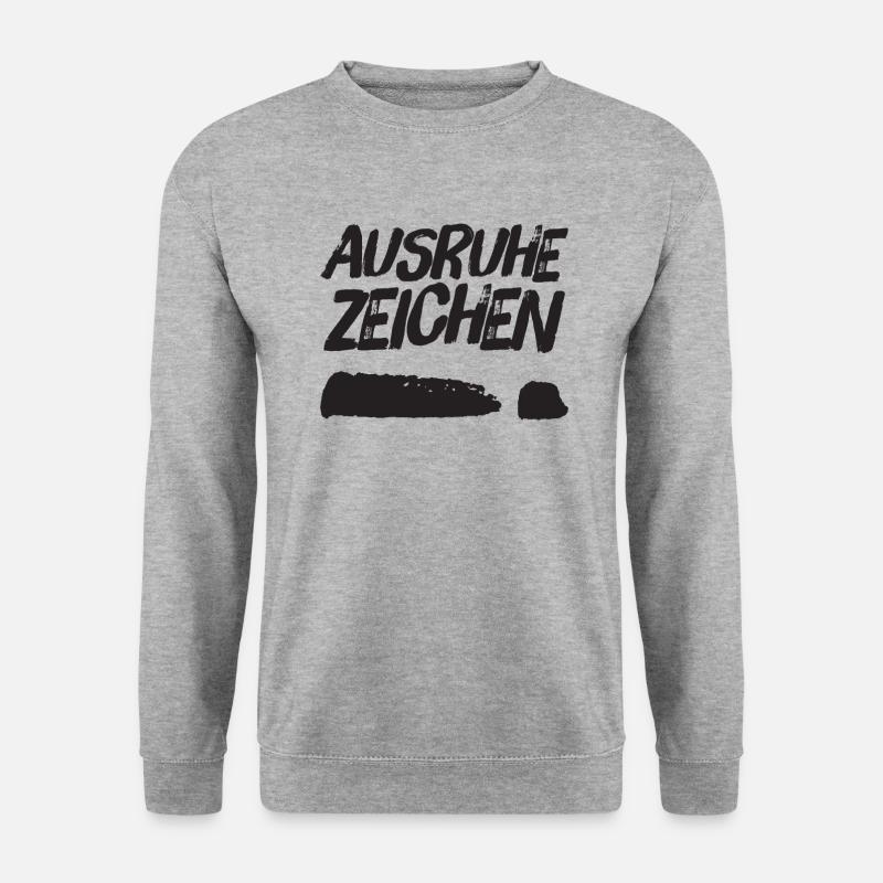 Ausruhezeichen liegendes Ausrufezeichen schwarz - Unisex Pullover - Weißgrau meliert