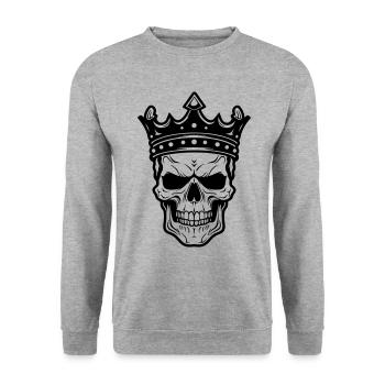King Skull - Unisex Sweatshirt - salt & pepper - Front - Alina (178cm) & Michal (187cm)