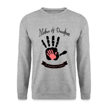 Mother and Daugther, Mutter und Tocher - Unisex Pullover - Weißgrau meliert - Vorne - Alina (178cm) & Michal (187cm)