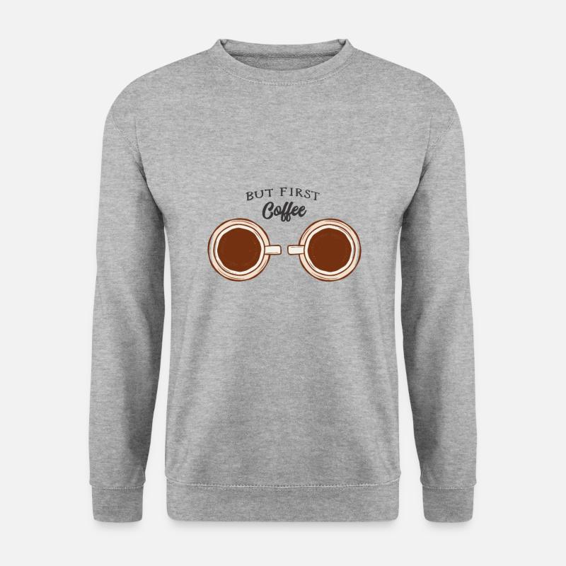 Aber zuerst Kaffee - Unisex Pullover - Weißgrau meliert