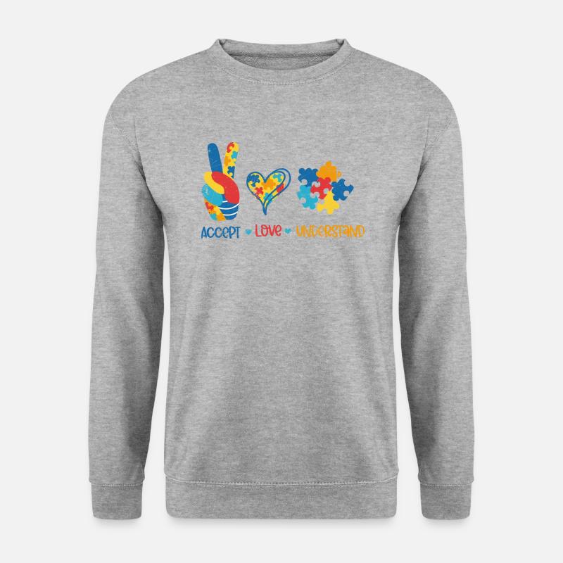 ADHS AUTISMUS SYNDROM AUTIST LIEBEN BEGABT SPRÜCHE - Unisex Pullover - Weißgrau meliert