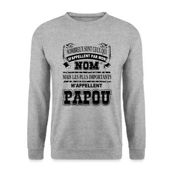 Meilleur grand-père papou cadeau humour papi papy - Sweat-shirt Unisexe - gris chiné - Devant - Alina (178cm) & Michal (187cm)
