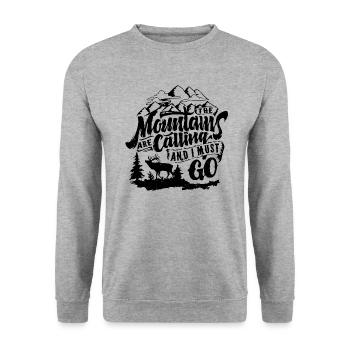 Les montagnes appelant et je dois aller - Sweat-shirt Unisexe - gris chiné - Devant - Alina (178cm) & Michal (187cm)