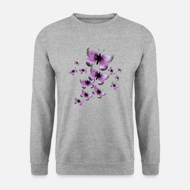 Schmetterlinge - Unisex Pullover - Weißgrau meliert