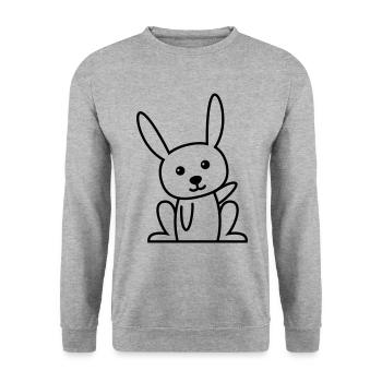 Rabbit Comic Animal - Unisex Sweatshirt - salt & pepper - Front - Alina (178cm) & Michal (187cm)