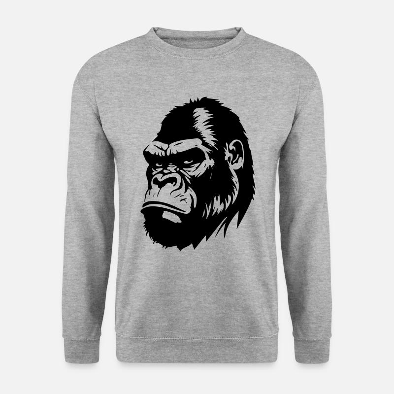 Gorilla Symbol Silhouette - Unisex Pullover - Weißgrau meliert