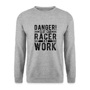 Danger Slot Car Racer At Work Car Racing Gift - Unisex Sweatshirt - salt & pepper - Front - Alina (178cm) & Michal (187cm)