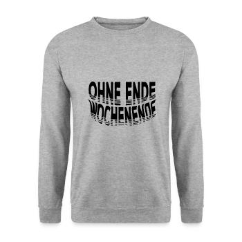 Ohne Ende Wochenende | Weekend Party Time Disko - Unisex Pullover - Weißgrau meliert - Vorne - Alina (178cm) & Michal (187cm)