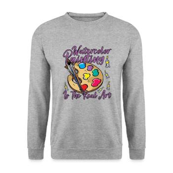 Cool Artist Aquarelle Le vrai cadeau de peinture d’art - Sweat-shirt Unisexe - gris chiné - Devant - Alina (178cm) & Michal (187cm)