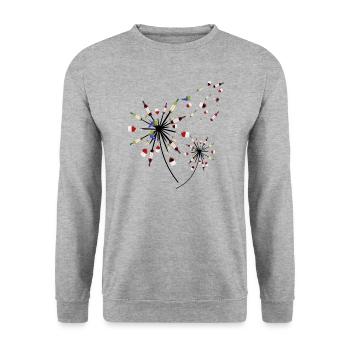 Wein Pusteblume Löwenzahn Weinliebhaber Geschenk - Unisex Pullover - Weißgrau meliert - Vorne - Alina (178cm) & Michal (187cm)