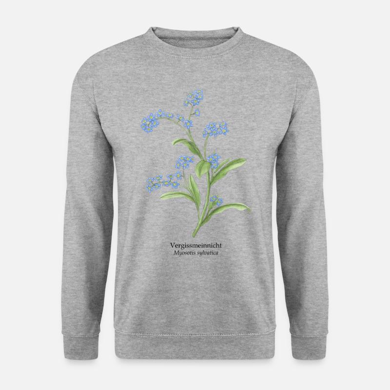 Vergissmeinnicht Blumen - Unisex Pullover - Weißgrau meliert