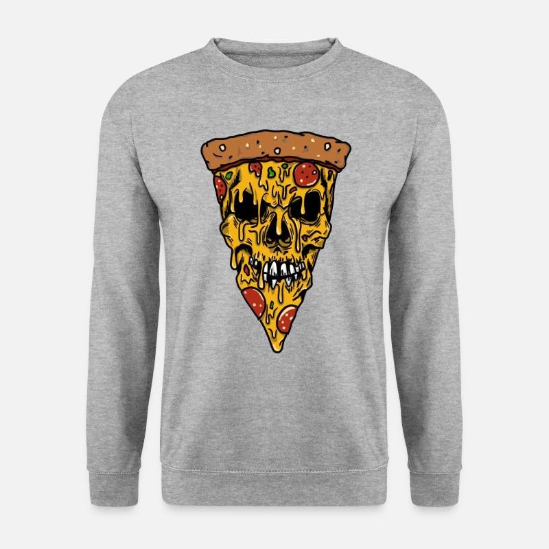 Cheesy Pizza skull - Unisex Pullover - Weißgrau meliert