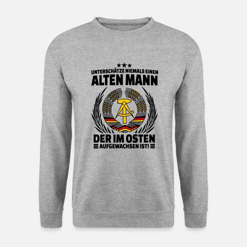 UNTERSCHÄTZE NIEMALS EINEN ALTEN MANN DDR OSTEN - Unisex Pullover - Weißgrau meliert