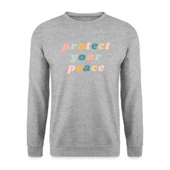 Protect Your Peace - Happy Colorful Vibe Christian - Unisex Sweatshirt - salt & pepper - Front - Alina (178cm) & Michal (187cm)