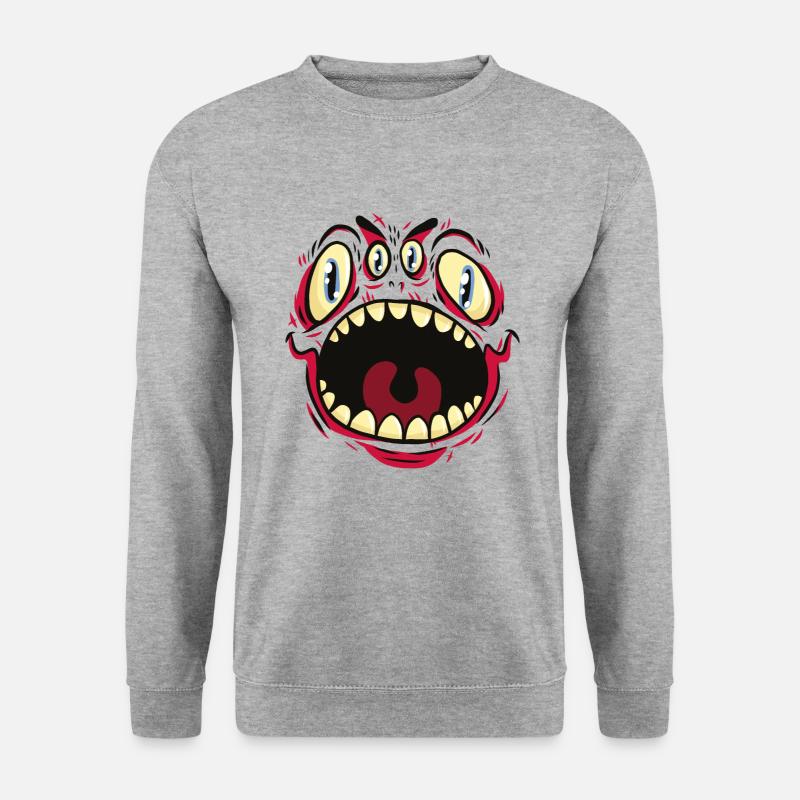 Monster Gesicht - Unisex Pullover - Weißgrau meliert