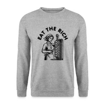 Eat the rich - Sweat-shirt Unisexe - gris chiné - Devant - Alina (178cm) & Michal (187cm)