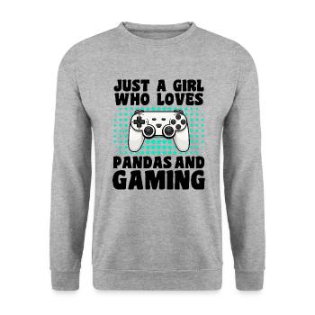 Gamer and Pandas Video Games and Eco-Friendly Adventure - Unisex Sweatshirt - salt & pepper - Front - Alina (178cm) & Michal (187cm)