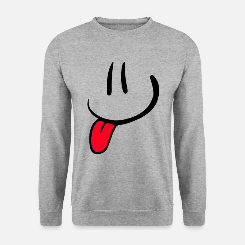 Comic Gesicht Lustig Fun Smile - Unisex Pullover - Weißgrau meliert