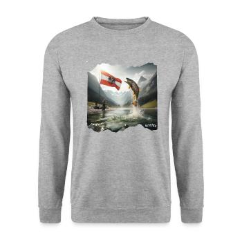AUTRICHE : berceau de la pêche à la truite - Sweat-shirt Unisexe - gris chiné - Devant - Alina (178cm) & Michal (187cm)