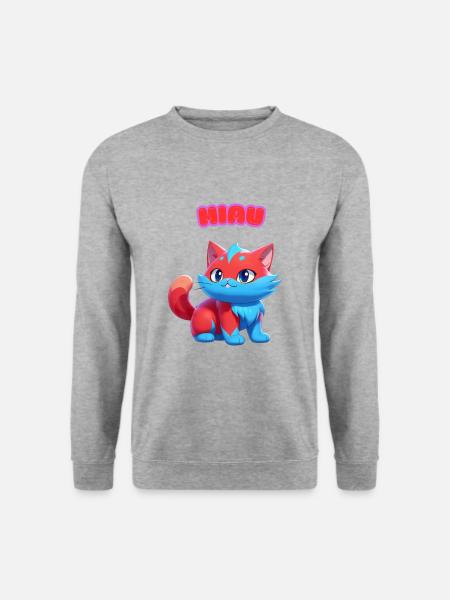 Miau - Unisex Pullover - Weißgrau meliert