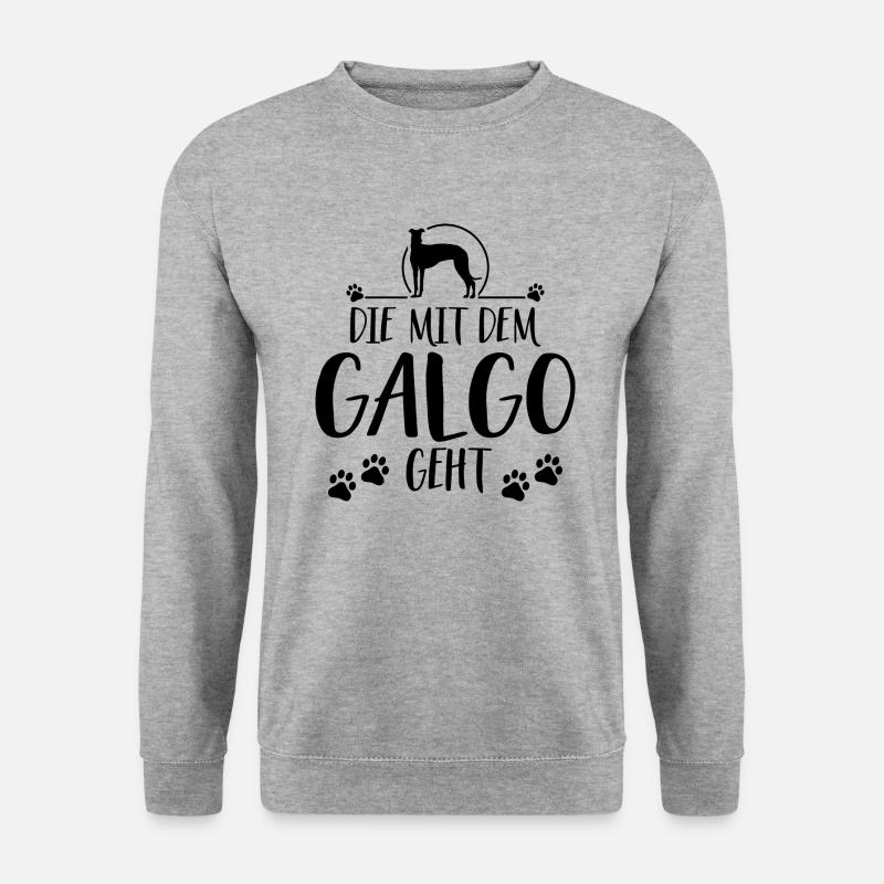 DIE MIT DEM GALGO GEHT Wilsigns Hund Hundespruch - Unisex Pullover - Weißgrau meliert