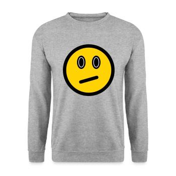 Neutral Emoticon - Image Symbol - Stroke Face - Unisex Sweatshirt - salt & pepper - Front - Alina (178cm) & Michal (187cm)