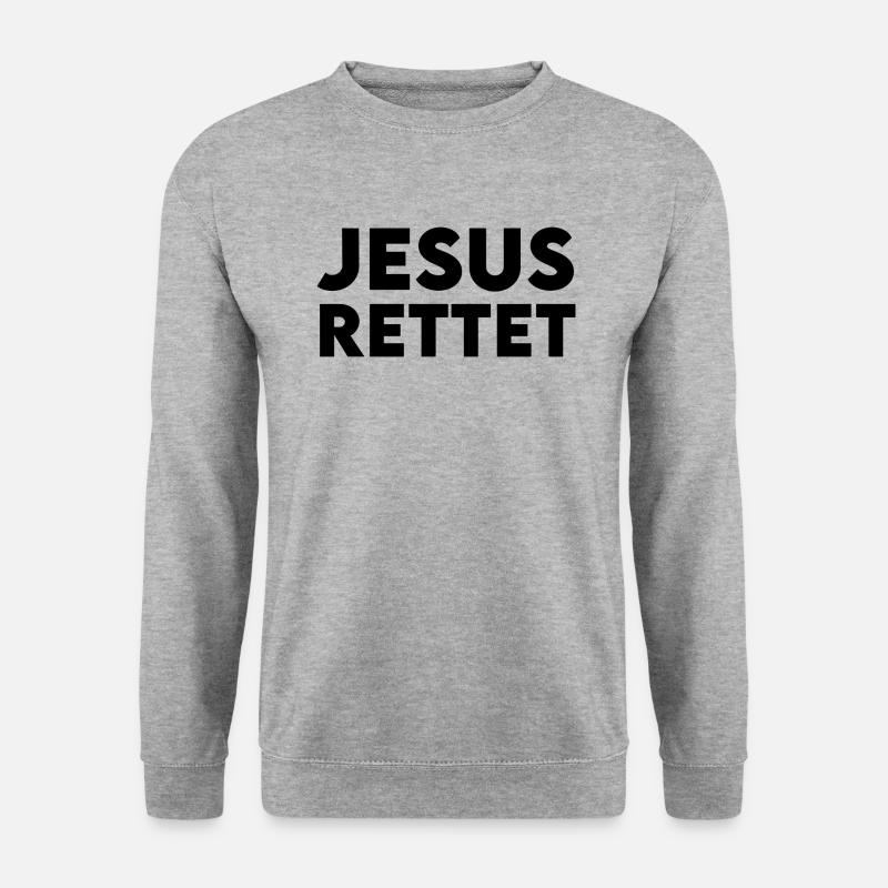 jesus rettet - Unisex Pullover - Weißgrau meliert