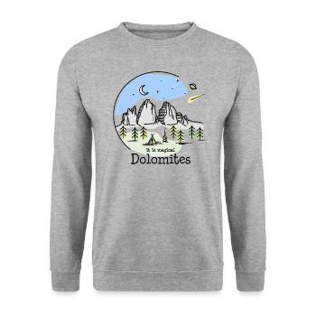 Dolomiten Tre Cime di Lavaredo Drei Zinnen Wandern - Unisex Pullover - Weißgrau meliert - Vorne - Alina (178cm) & Michal (187cm)