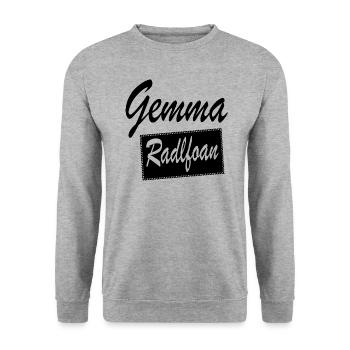Gemma Radlfoan Dialekt Wien Österreich schwarz - Unisex Pullover - Weißgrau meliert - Vorne - Alina (178cm) & Michal (187cm)