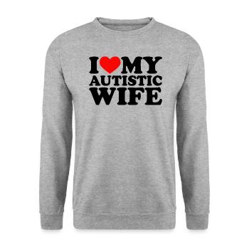 I Love My Autistic Wife Heart My Wife With Autism - Unisex Pullover - Weißgrau meliert - Vorne - Alina (178cm) & Michal (187cm)