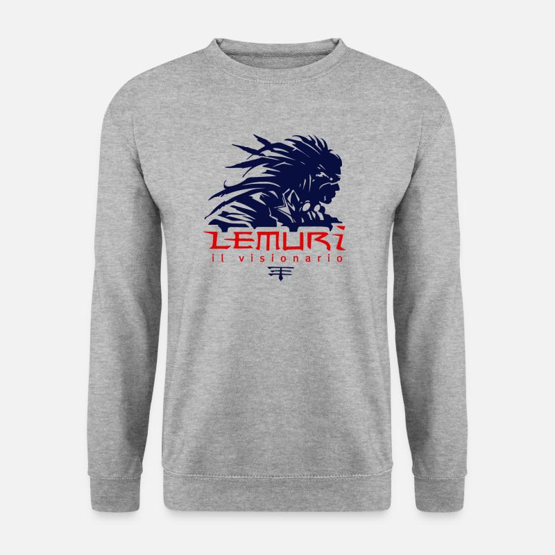 Lemuren der Visionär - Unisex Pullover - Weißgrau meliert
