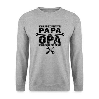 Opa - Unisex Pullover - Weißgrau meliert - Vorne - Alina (178cm) & Michal (187cm)