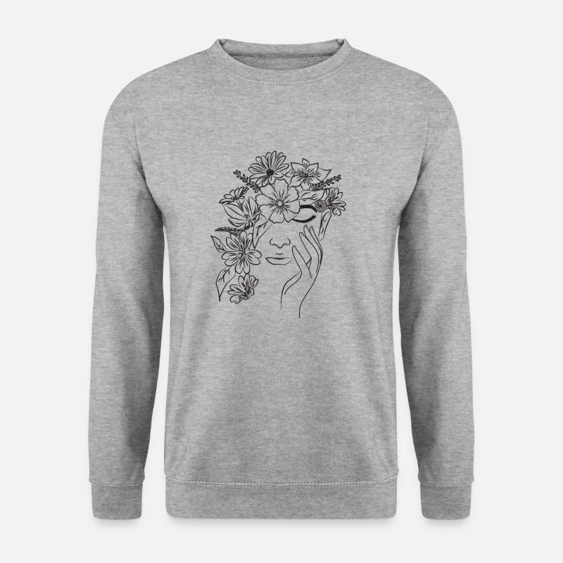 Gesicht Blumen - Unisex Pullover - Weißgrau meliert