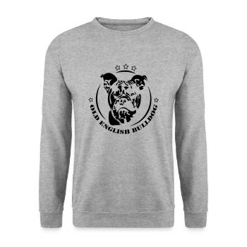 Old English Bulldog dog portrait Wilsigns OEB - Unisex Sweatshirt - salt & pepper - Front - Alina (178cm) & Michal (187cm)