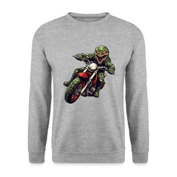 Snake Motorcycle / Motorcyclist Snakes - Unisex Sweatshirt - salt & pepper - Front - Alina (178cm) & Michal (187cm)