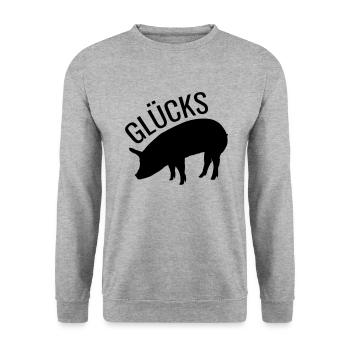 Glücksschwein Glück Sau Vektor Farbe wählbar - Unisex Pullover - Weißgrau meliert - Vorne - Alina (178cm) & Michal (187cm)