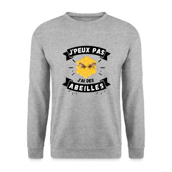 J'peux pas, j'ai des abeilles - Sweat-shirt Unisexe - gris chiné - Devant - Alina (178cm) & Michal (187cm)