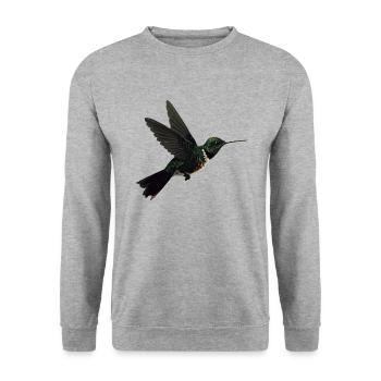 Hummingbird, Bird, Nature, Animals, Wilderness - Unisex Sweatshirt - salt & pepper - Front - Alina (178cm) & Michal (187cm)