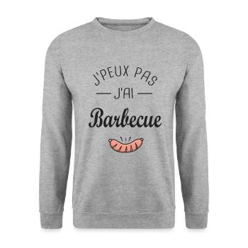 J'peux pas j'ai Barbecue BBQ cadeau homme papa - Sweat-shirt Unisexe - gris chiné - Devant - Alina (178cm) & Michal (187cm)