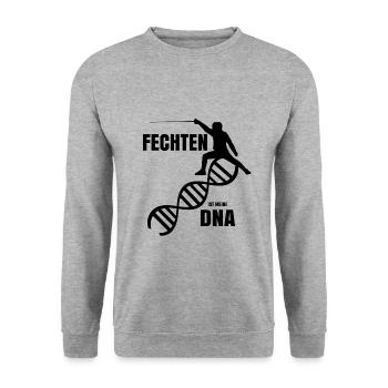 Fechten ist meine DNA - Unisex Pullover - Weißgrau meliert - Vorne - Alina (178cm) & Michal (187cm)