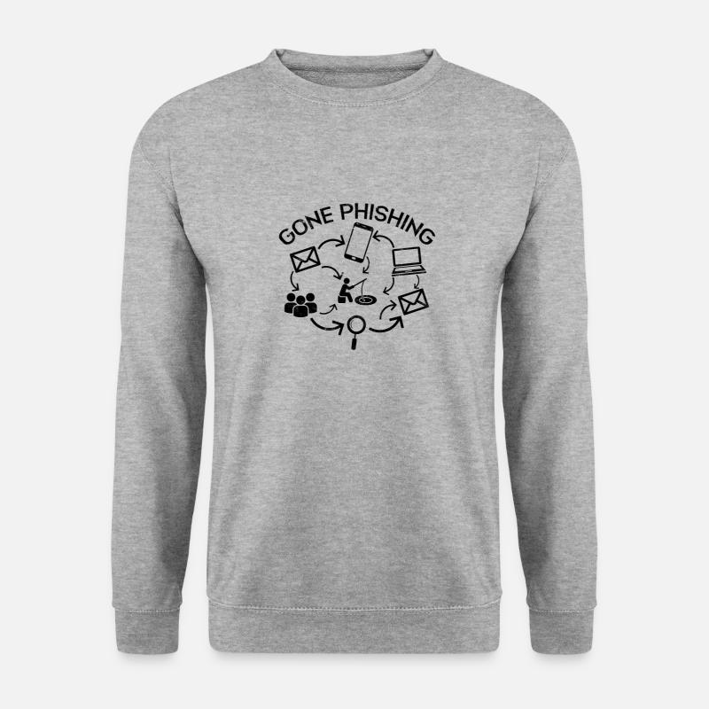 Gone Phishing Funny Computer Cybersicherheit - - Unisex Pullover - Weißgrau meliert