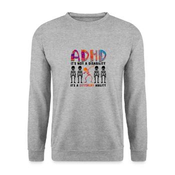 ADHS ist keine Behinderung, es ist anders - ADHS - Unisex Pullover - Weißgrau meliert - Vorne - Alina (178cm) & Michal (187cm)