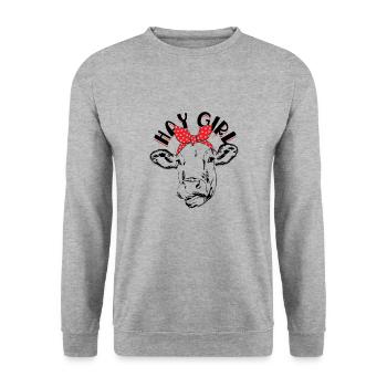 Hay Girl Farmer Funny Cattle Cow Farm Lovers - - Unisex Sweatshirt - salt & pepper - Front - Alina (178cm) & Michal (187cm)