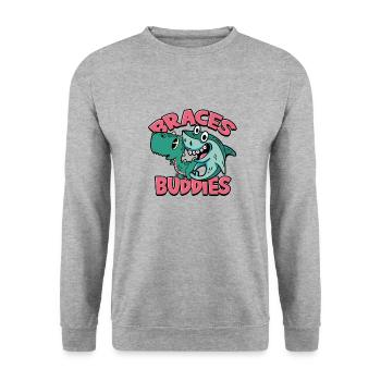 Zahnarzt Kieferorthopäde Zahnspangen Buddies - - Unisex Pullover - Weißgrau meliert - Vorne - Alina (178cm) & Michal (187cm)