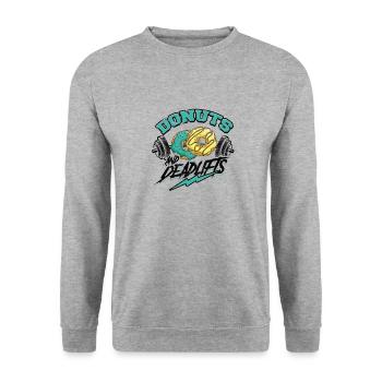 Donuts And Deadlifts Weightlifting Gym Fun - - Unisex Sweatshirt - salt & pepper - Front - Alina (178cm) & Michal (187cm)