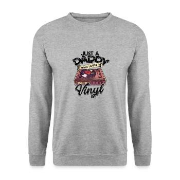 Just a daddy who loves vinyl - disc jockey - Unisex Sweatshirt - salt & pepper - Front - Alina (178cm) & Michal (187cm)