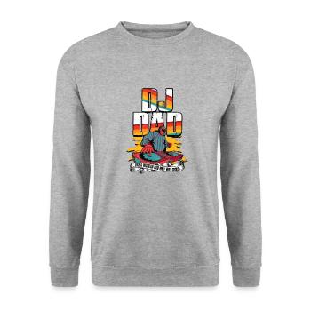 DJ Dad wie ein normaler Papa nur viel cooler - Musik - Unisex Pullover - Weißgrau meliert - Vorne - Alina (178cm) & Michal (187cm)