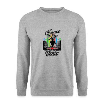Trance is life That’s why our hearts have beats - - Unisex Sweatshirt - salt & pepper - Front - Alina (178cm) & Michal (187cm)