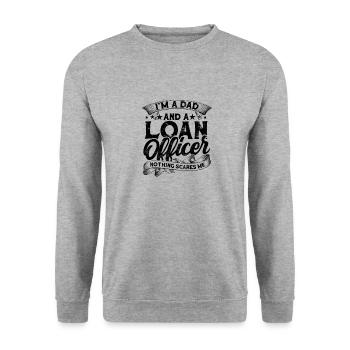 Ich bin Vater und Kreditsachbearbeiter, nichts macht mir Angst - - Unisex Pullover - Weißgrau meliert - Vorne - Alina (178cm) & Michal (187cm)